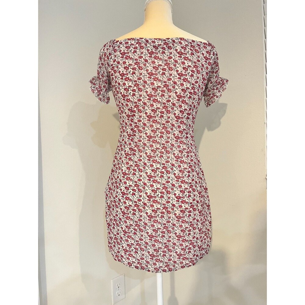 Nasty Gal Off Shoulder Floral Mini Dress Size 4 Lined Chiffon Sexy - Picture 5 of 16